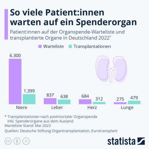 Infografik: So viele Patient:innen warten auf ein Spenderorgan | Statista