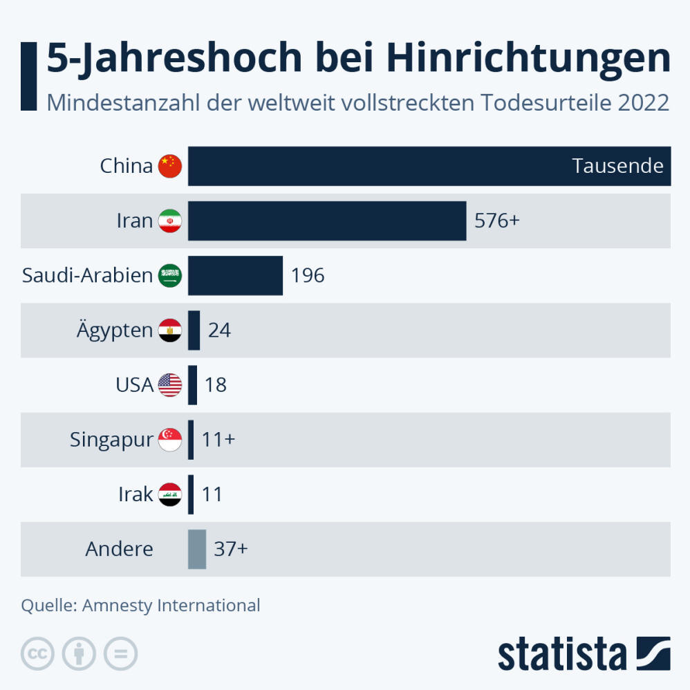Infografik: 5-Jahreshoch bei Hinrichtungen | Statista