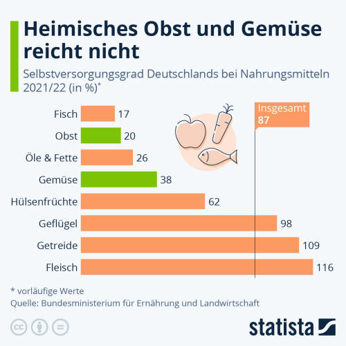 Infografik: Heimisches Obst und Gemüse reicht nicht | Statista