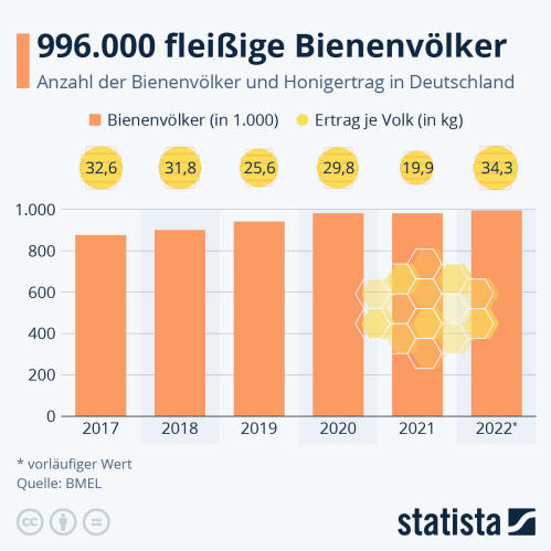 Infografik: 996.000 fleißige Bienenvölker | Statista