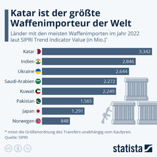 Infografik: Katar ist der größte Waffenimporteur der Welt | Statista