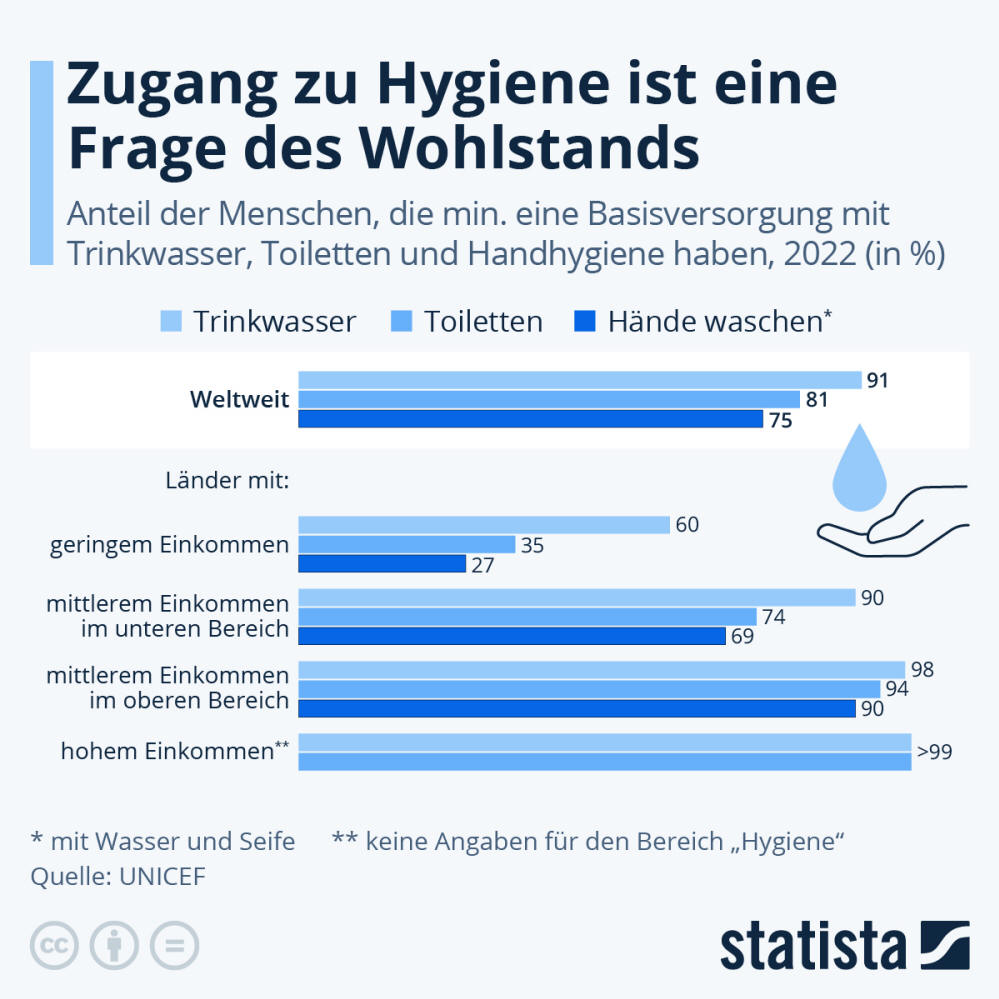 Infografik: Zugang zu Hygiene ist eine Frage des Wohlstands | Statista