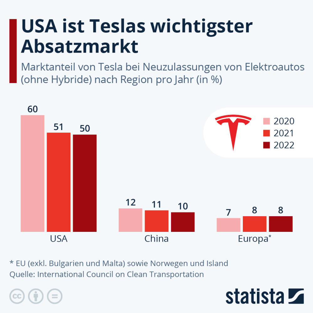 Infografik: Wo hat Tesla den größten Marktanteil? | Statista