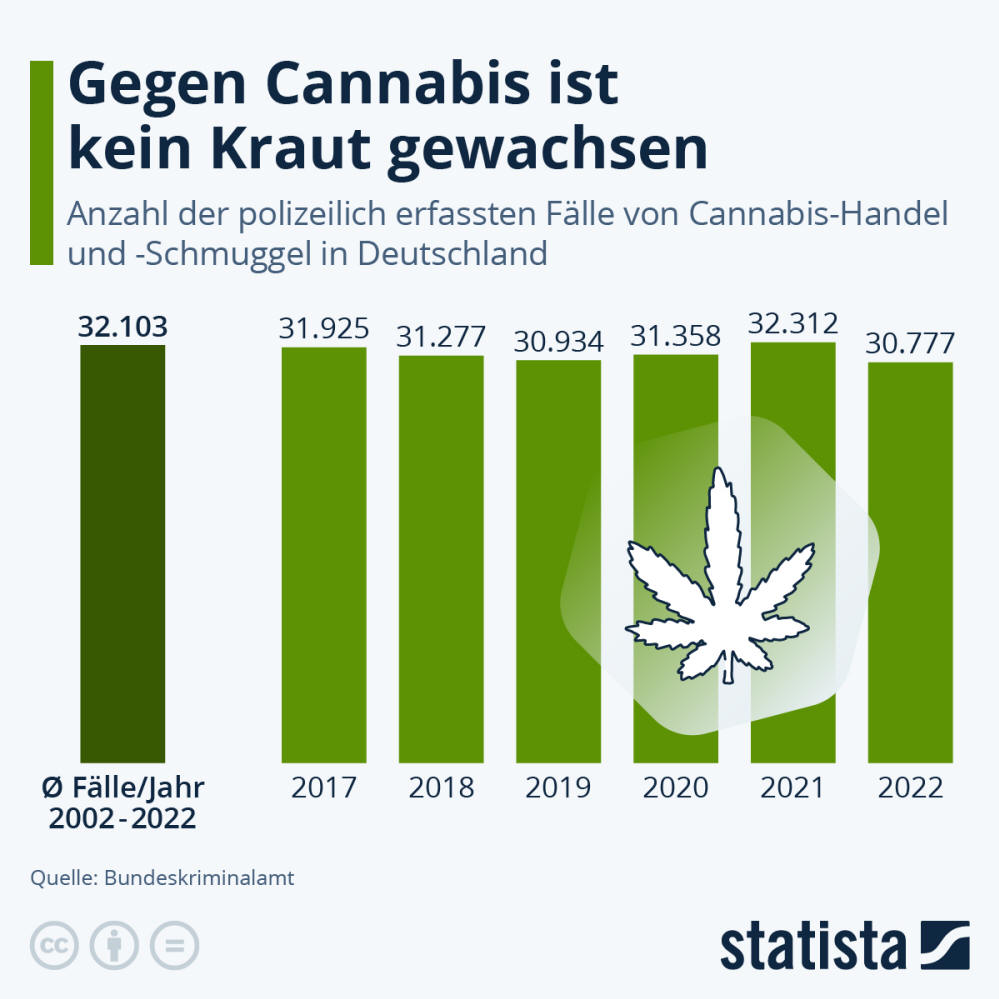 Infografik: Wie stark beschäftigt Cannabis die Strafverfolgungsbehörden? | Statista