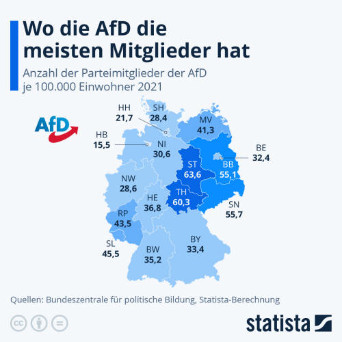 Infografik: Wo die AfD die meisten Mitglieder hat | Statista