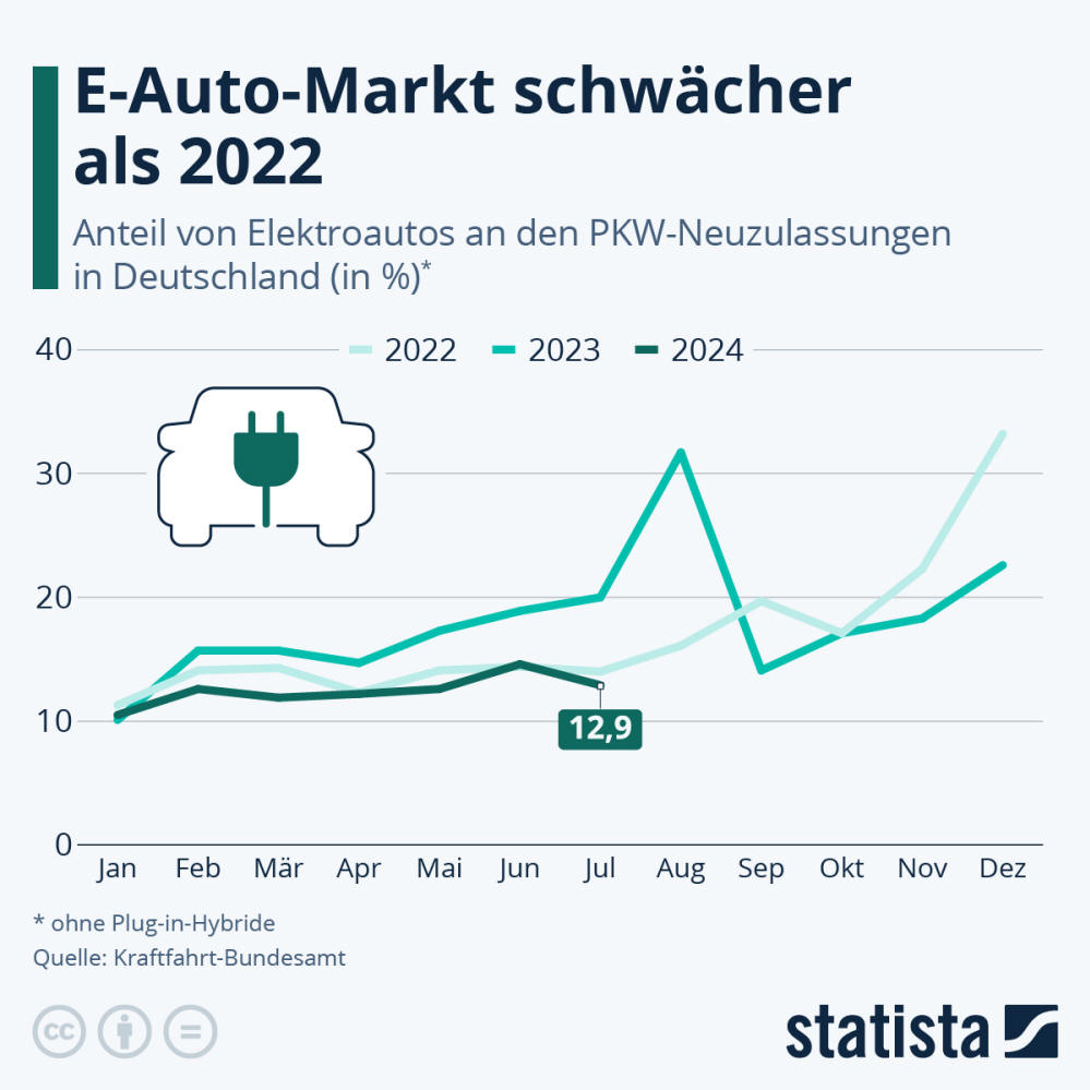 Infografik: Wie groß ist der E-Auto-Anteil in Deutschland? | Statista