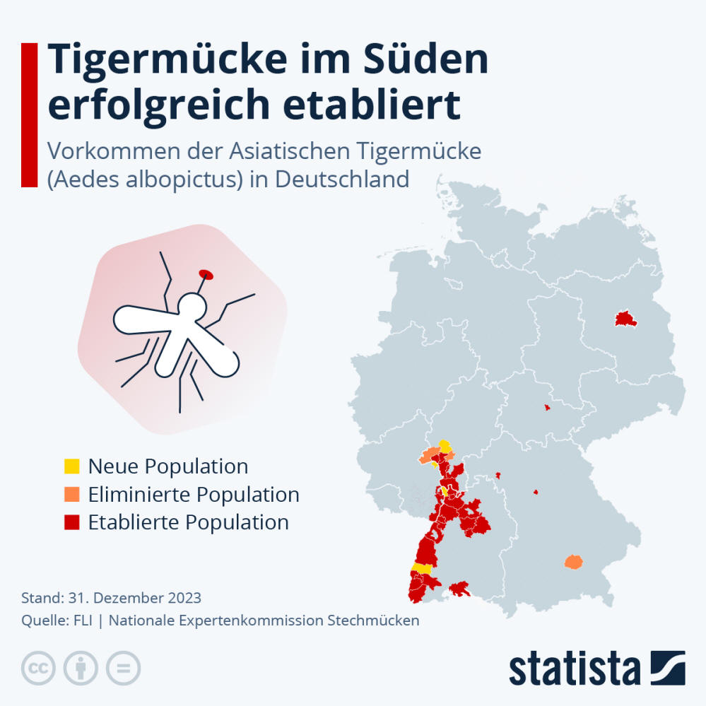 Infografik: Wo kommen in Deutschland Tigermücken vor? | Statista